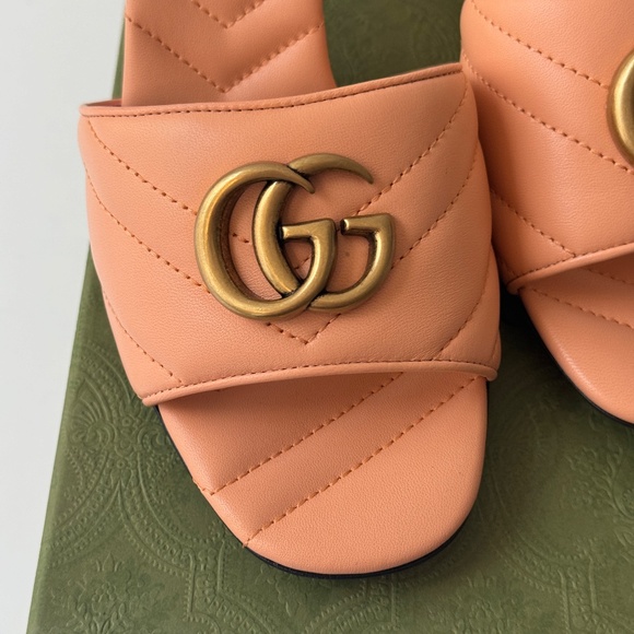 size 40 - GUCCI GG MARMONT DOUBLE G Sandals slide peach pink - Picture 5 of 9